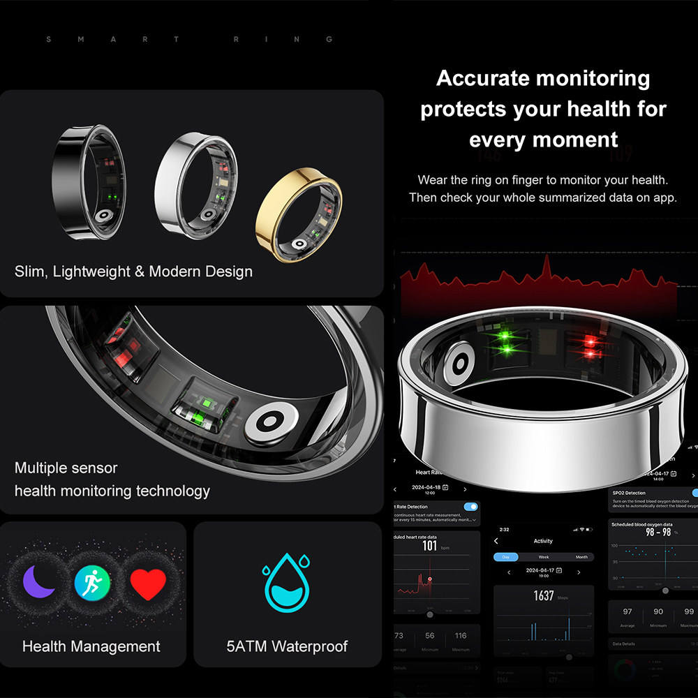 R09 Stainless Steel Smart Ring - Temperature Ring Skin reseña y precio