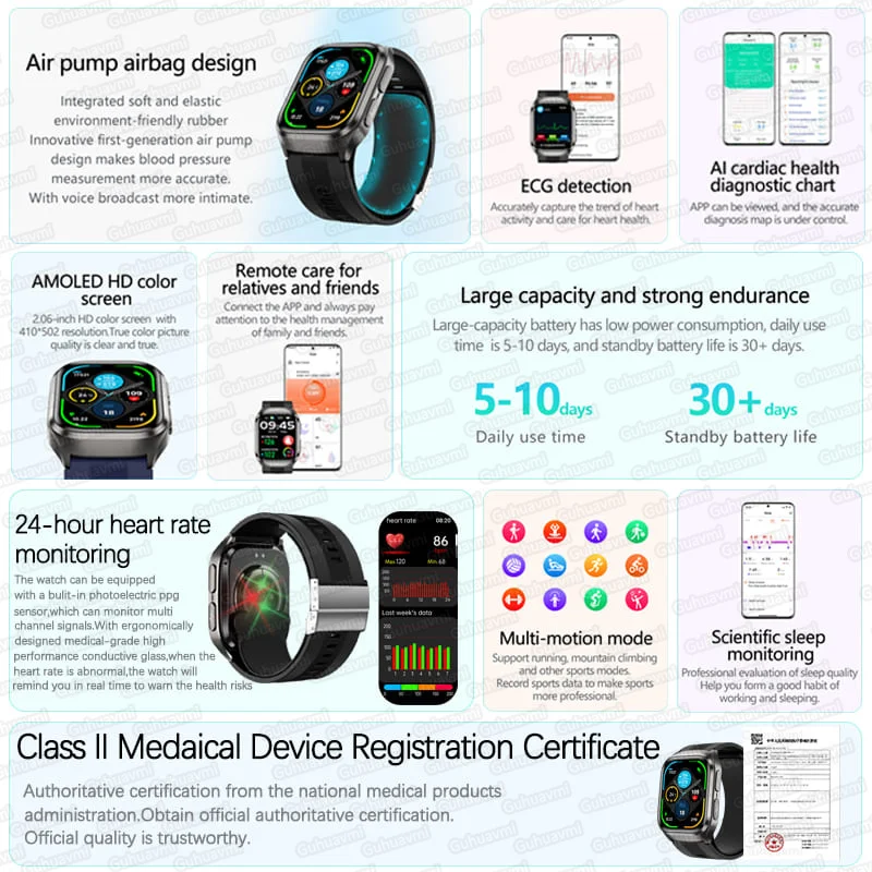 True Blood Pressure Smart Watc - Fall Detection Watch reseña y precio