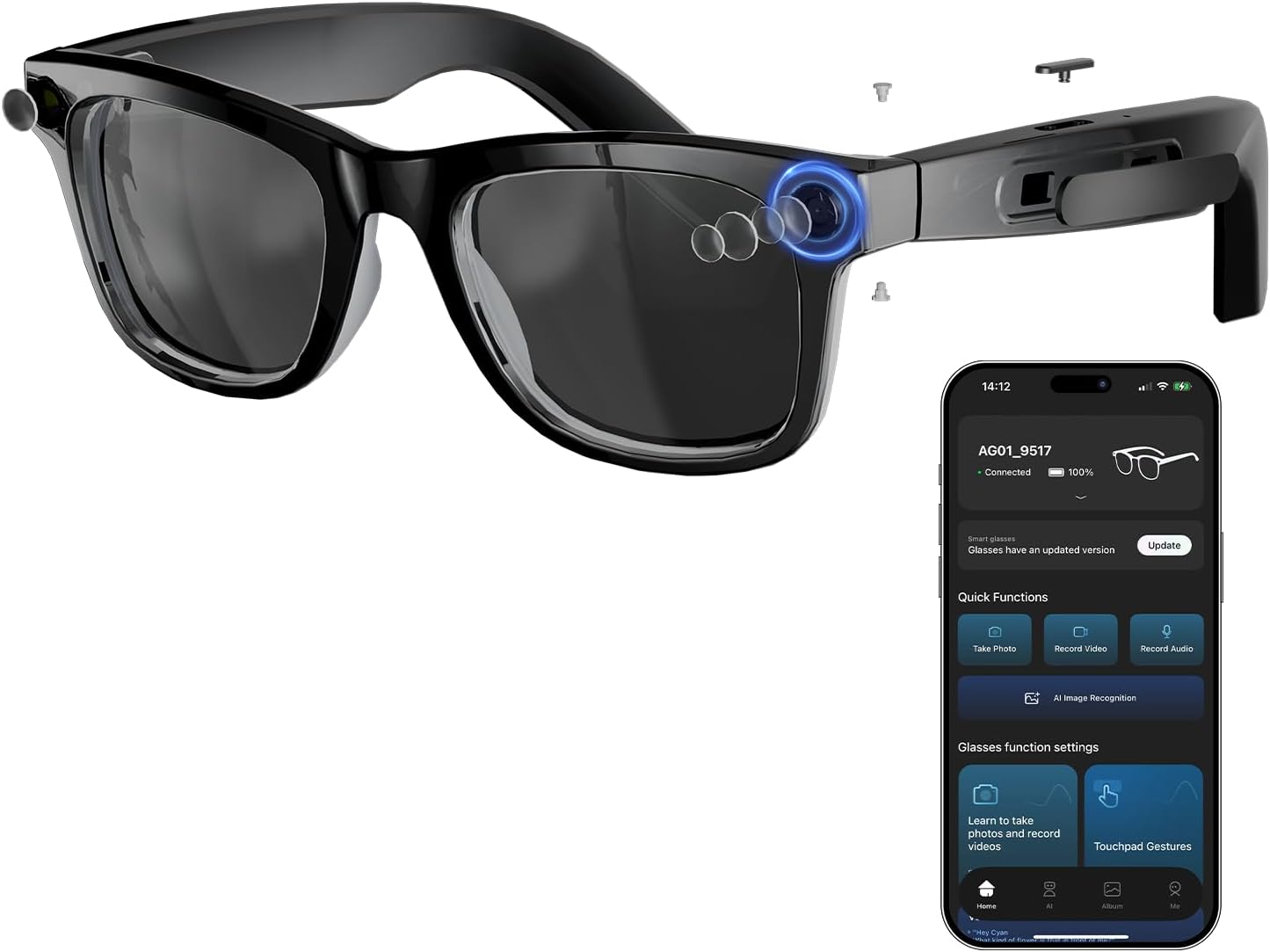 8MP AI Smart Glasses: 1080P Vi - Smart Glasses Lens reseña y precio