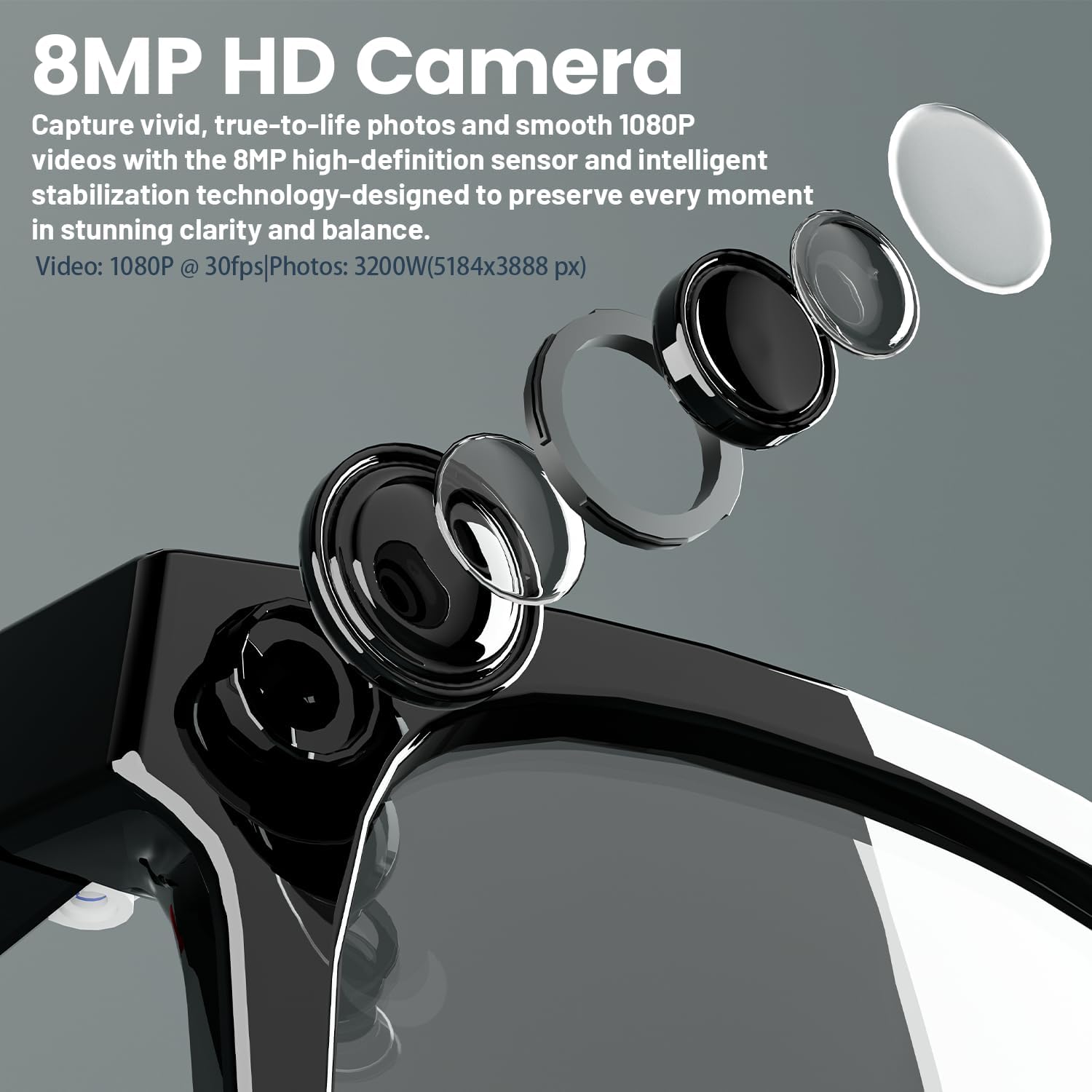 8MP AI Smart Glasses: 1080P Vi - Smart Glasses Lens reseña y precio