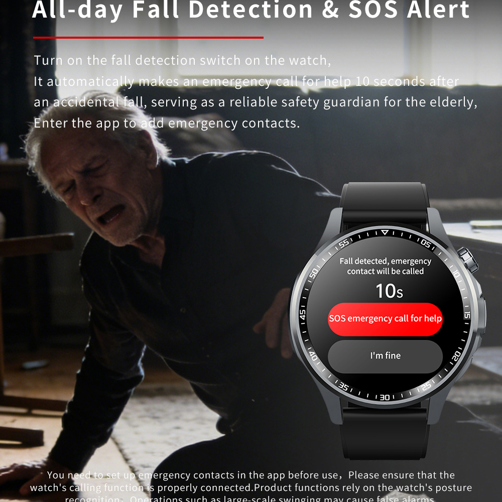 SOS Alert Heart Rate Fitness S - Fall Detection Watch reseña y precio