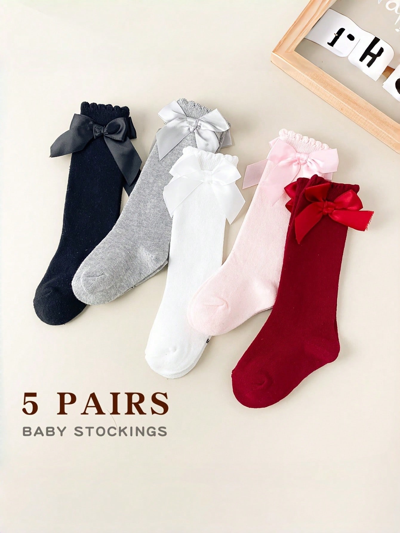 1/5 Pairs Baby Girls Bow Knee  - Baby Sock Oximeter reseña y precio