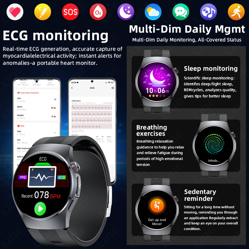 LIGE New Air Pump Airbag Smart - Fall Detection Watch reseña y precio